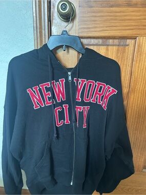 Aeropostale Black Zip Hoodie with Red Lettering